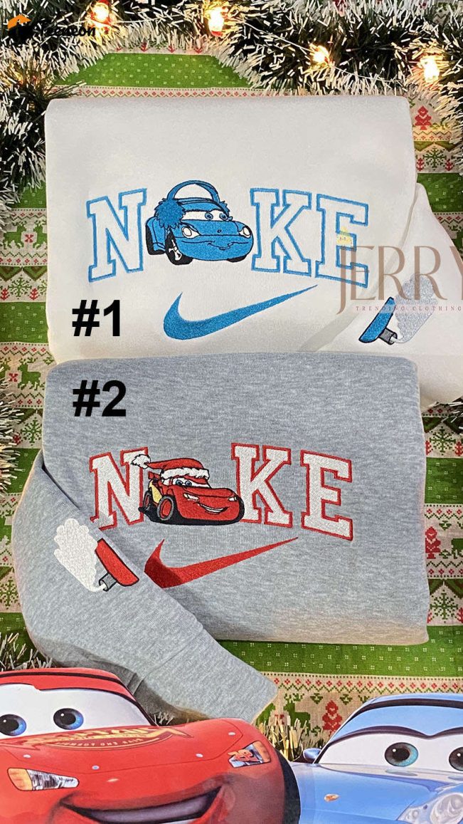 McQueen and Sally Cars Disney Nike Embroidered Sweatshirts, Christmas Gift for Couple| soulcals.com