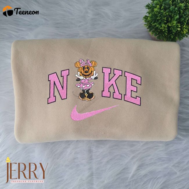 Mickey And Minne Halloween Nike Embroidered Sweatshirt| soulcals.com