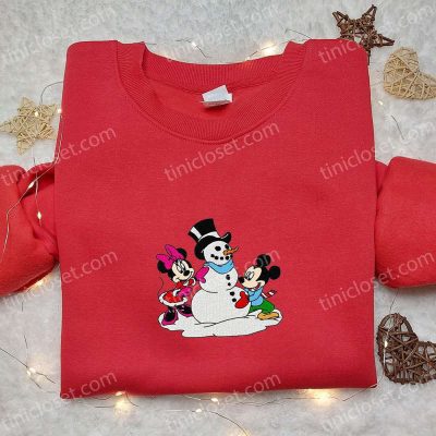Mickey & Minnie Snowman Shirt & Disney Characters Hoodie Perfect Christmas Gifts for Family | soulcals.com