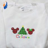 Mickey And Minnie Christmas Tree Plaid Embroidered Shirt Disney Characters Embroidered Hoodie Best Christmas Gifts For Family.jpg - demo10
