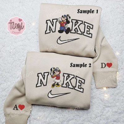 Disney x Nike Mickey & Minnie Cruise Embroidered Couple Shirt & Hoodie Character-Infused Style | soulcals.com