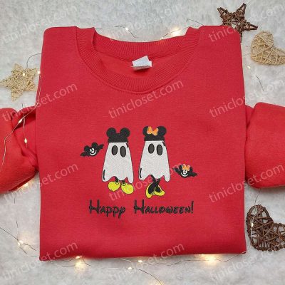 Mickey & Minnie Halloween Ghost Hoodie Best Disney Gift Embroidered Spooky & Stylish for Halloween | soulcals.com
