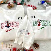 Mickey and Minnie Mouse Couple Christmas Disney Nike Embroidered Sweatshirts| soulcals.com