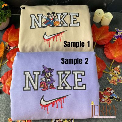 Mickey And Minnie Mouse Disney Halloween Nike Embroidered Sweatshirts| soulcals.com