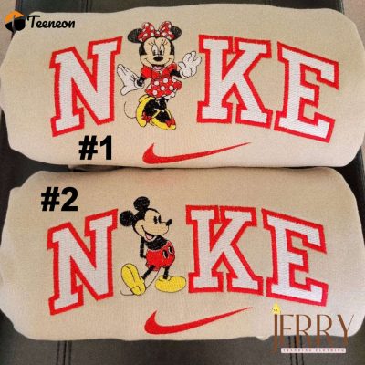 Mickey And Minnie Mouse Disney Nike Embroidered Sweatshirt| soulcals.com
