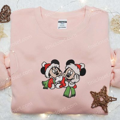Disney Xmas Embroidered Shirt Hoodie & Sweatshirt Mickey & Minnie Mouse Characters Christmas Theme | soulcals.com