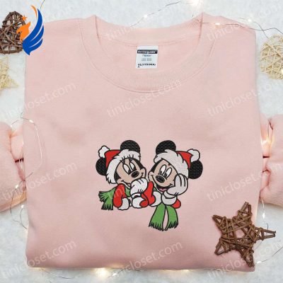 Disney Xmas Embroidered Shirt Hoodie & Sweatshirt Mickey & Minnie Mouse Characters Christmas Theme | soulcals.com