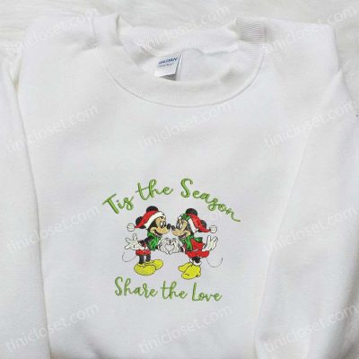 Get Festive with Mickey and Minnie Tis the Season Embroidered Shirt Disney Characters Hoodie & Christmas Shirt | soulcals.com