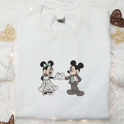 Mickey & Minnie Wedding Embroidered Sweatshirt Best Disney Characters Valentine s Day Gift | soulcals.com