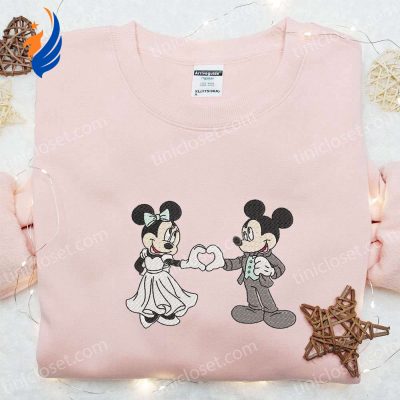 Mickey & Minnie Wedding Embroidered Sweatshirt Best Disney Characters Valentine s Day Gift | soulcals.com