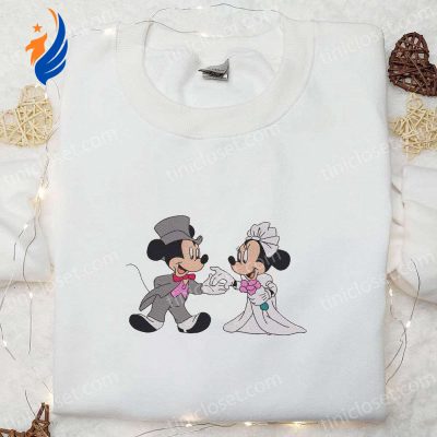 Mickey & Minnie Wedding Embroidered T-shirt Disney Characters Hoodie Perfect Valentine s Day Gift Ideas | soulcals.com