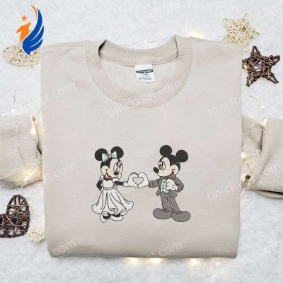 Mickey and Minnie Wedding & Disney Characters Embroidered T-shirt Perfect Valentine s Day Gift | soulcals.com