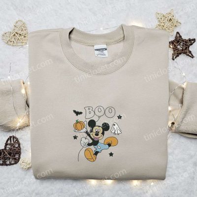 Mickey Boo Embroidered Sweatshirt Disney Halloween Shirt Best Gift Ideas for Halloween | soulcals.com
