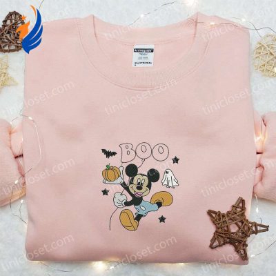 Mickey Boo Embroidered Sweatshirt Disney Halloween Shirt Best Gift Ideas for Halloween | soulcals.com