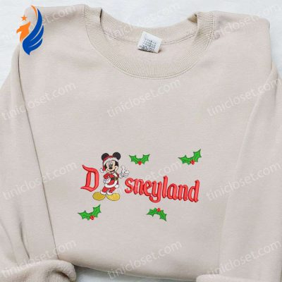 Mickey Disneyland Xmas Embroidered Shirt & Disney Characters Hoodie Perfect Christmas Gifts | soulcals.com