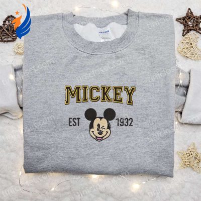 Disney Characters Embroidered Hoodie & Mickey Est 1932 Embroidered Shirt Best Gift Ideas | soulcals.com