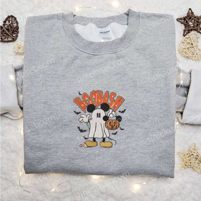 Spooky Mickey Ghost Pumpkin Sweatshirt Disney Characters Embroidered Shirt Best Halloween Gift Ideas | soulcals.com