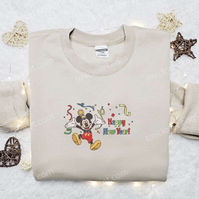 Mickey Happy New Year Cartoon Embroidered Sweatshirt Disney Characters Movie Merry Christmas Shirt Best Gift Ideas | soulcals.com