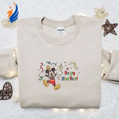 Mickey Happy New Year Cartoon Embroidered Sweatshirt Disney Characters Movie Merry Christmas Shirt Best Gift Ideas | soulcals.com