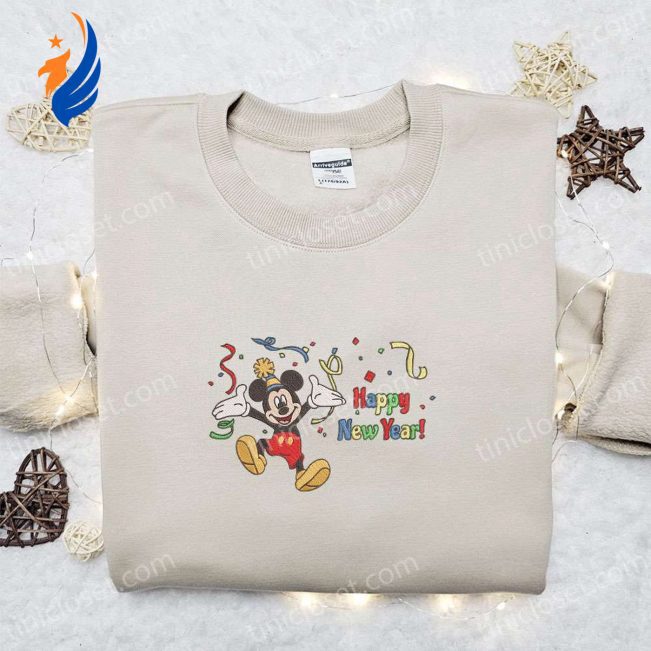 Mickey Happy New Year Cartoon Embroidered Sweatshirt Disney Characters Movie Merry Christmas Shirt Best Gift Ideas | soulcals.com