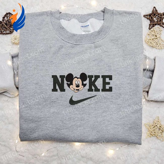 Mickey Head Dracula Laughing x Nike Embroidered Sweatshirt Spooky Walt Disney Characters Shirt for Best Halloween Gift Ideas | soulcals.com