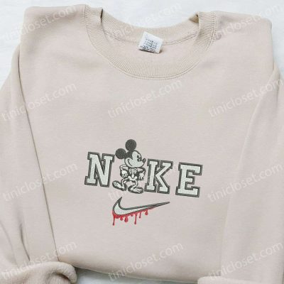 Mickey in Skeleton Costume x Nike Disney Characters Embroidered Shirt & Halloween Hoodie | soulcals.com