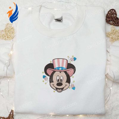Mickey Independence Day Embroidered Shirt & Disney Characters Hoodie Perfect 4th Of July Gift Idea | soulcals.com