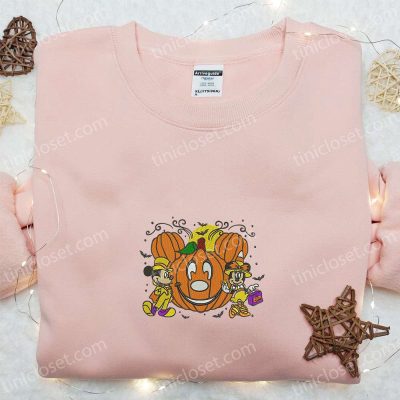 Spooky Mickey Minnie Halloween Pumpkin Embroidered Shirt Best Disney Halloween Gift for Family | soulcals.com