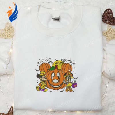 Spooky Mickey Minnie Halloween Pumpkin Embroidered Shirt Best Disney Halloween Gift for Family | soulcals.com