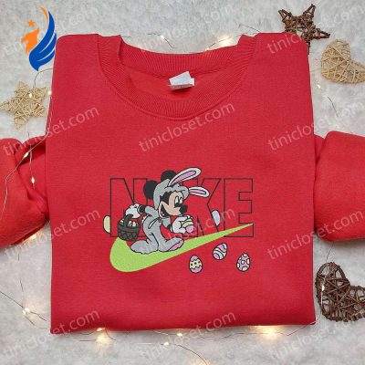 Mickey Mouse Bunny x Nike Cartoon Embroidered Shirt Custom Easter Gift with Nike Embroidery | soulcals.com