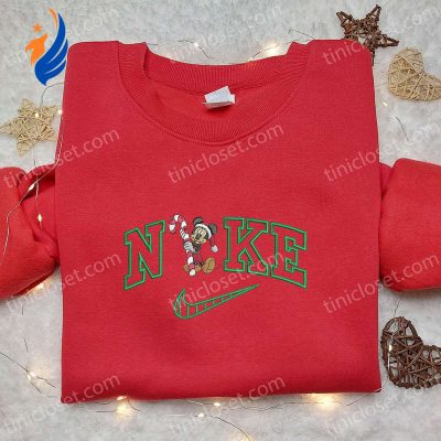 Mickey Mouse Candy Cane Xmas x Nike Embroidered Tshirt Best Christmas Gift Ideas | soulcals.com