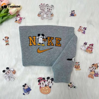 Mickey Mouse Couple Halloween Nike Embroidered Sweatshirts| soulcals.com