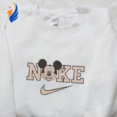 Mickey Mouse x Nike Cartoon Embroidered Hoodie & Shirt Best Birthday Gift Ideas | soulcals.com