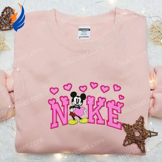 Nike Inspired Mickey Mouse Heart Embroidered Hoodie & Shirt Best Valentine?s Day Gift Ideas | soulcals.com