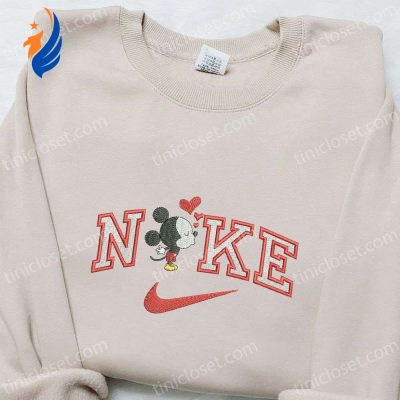 Mickey Mouse Heart x Nike Cartoon Embroidered Sweatshirt Disney Characters & Nike-Inspired Shirt | soulcals.com