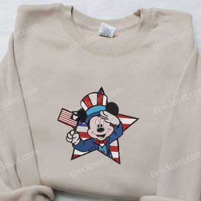 Disney Mickey Mouse Independence Day Embroidered Shirt Best Patriotic Shirts for a Festive Look | soulcals.com