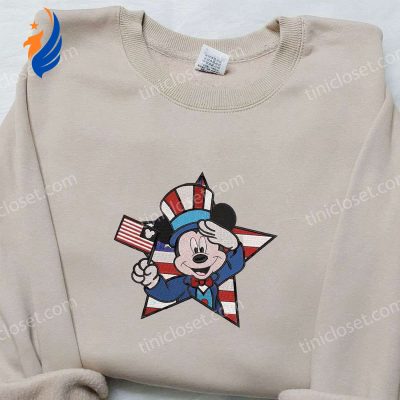 Disney Mickey Mouse Independence Day Embroidered Shirt Best Patriotic Shirts for a Festive Look | soulcals.com