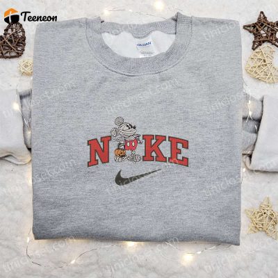 Mickey Mouse Mummy Halloween x Nike Embroidered Sweatshirt Spooky and Stylish Gift Idea for Halloween| soulcals.com