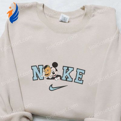 Mickey Mouse Pumpkin Mask Halloween x Nike Embroidered Sweatshirt Best Disney Characters Shirt Perfect Halloween Gift | soulcals.com