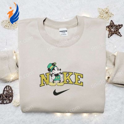 Mickey Mouse Saint Patricks x Nike Embroidered Sweatshirt Disney Characters Movie Merry Shirt Best St Patrick?s Day Gift Ideas | soulcals.com