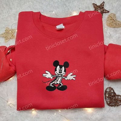 Spooky Mickey Mouse Skeleton Halloween Embroidered Shirt Best Disney Halloween Gift for Family | soulcals.com