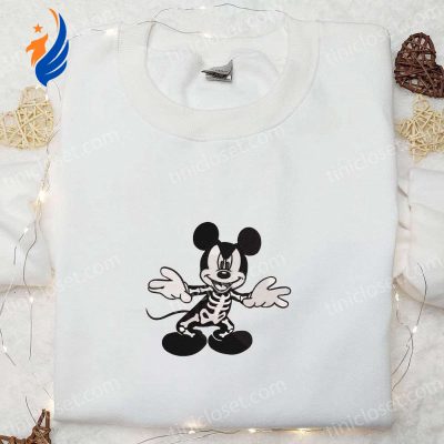 Spooky Mickey Mouse Skeleton Halloween Embroidered Shirt Best Disney Halloween Gift for Family | soulcals.com
