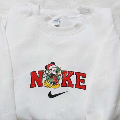 Mickey Mouse x Nike Christmas Embroidered Sweatshirt Festive Disney Characters Movie Merry Christmas Shirt Perfect Gift Idea | soulcals.com