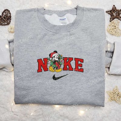 Mickey Mouse x Nike Christmas Embroidered Sweatshirt Disney Characters Movie Merry Christmas Shirt Perfect Christmas Day Gift | soulcals.com
