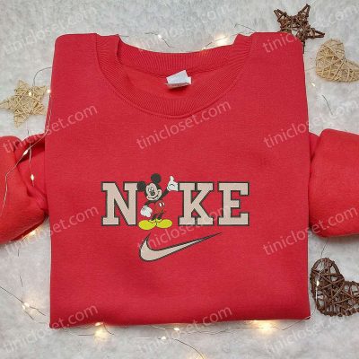 Mickey Mouse x Nike Cartoon Embroidered Sweatshirt Best Nike-Inspired Hoodie Gift for Family | soulcals.com