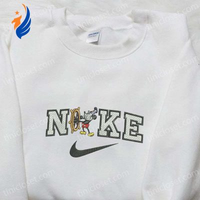 Mickey Mouse x Nike Cartoon Embroidered Tshirt Disney Characters Shirt with Nike Inspiration | soulcals.com