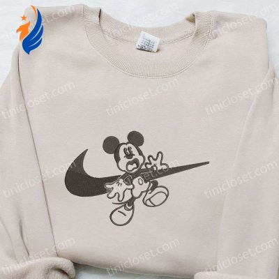 Mickey Mouse x Swoosh Halloween Embroidered Shirt Best Disney Characters Gift for Family | soulcals.com