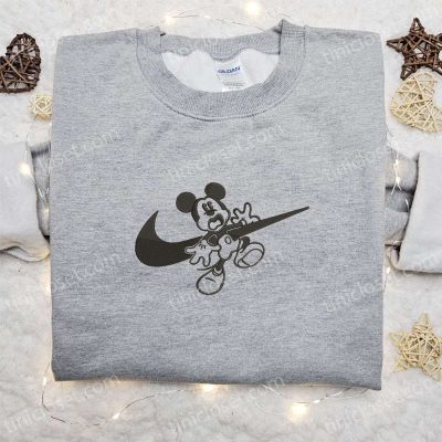 Mickey Mouse x Swoosh Halloween Embroidered Shirt Best Disney Characters Gift for Family | soulcals.com