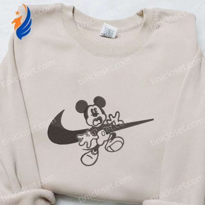 Mickey Mouse x Swoosh Embroidered Shirt Halloween & Disney Characters Best Family Gift Ideas | soulcals.com
