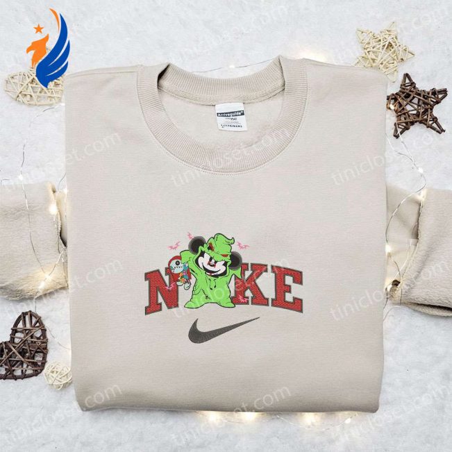Spooky Mickey Oogie Boogie Halloween x Nike Embroidered Sweatshirt Best Horror Movie Halloween Gift Ideas | soulcals.com